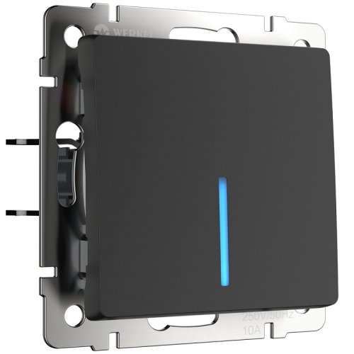 Выключатель с подсветкой без рамки Werkel 1-кл. черный матовый фото Выключатель с подсветкой без рамки Werkel 1-кл. черный матовый картинка